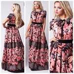 BEAUTIFUL MAXI FLOWERS DESIGNER WOMEN DRESS # 50