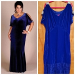 BLUE FASHION MAXI PLUS SIZE VELOUR WOMEN DRESS # 108