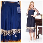 FASHION DESIGNER FRENCH WOMEN SKIRT WITH FLOWERS 