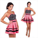 SUMMER WOMEN PINK BLACK POLKA DOT SARAFAN