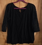 AMBIANCE BLACK PLUS SIZE WOMEN TOP WITH LONG SLEEVES 