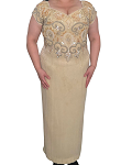BEIGE EVENING FASHION DRESS FOR WOMEN 