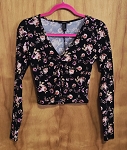 FOREVER 21 BLACK WITH FLOWERS WOMEN TOP 