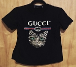 BLACK UNISEX KIDS GUCCI TOP WITH SPARKLY CAT DECOR 