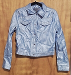 BAGATELLE LIGHT BLUE FAUX LEATHER WOMEN FASHION JACKET 
