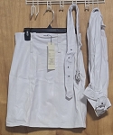 DOMENICA WHITE LEATHER WOMEN FASHION SKIRT WITH LONG GLOVES 