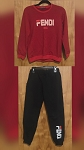 RED AND BLACK FASHION FENDI UNISEX KIDS SUIT SET 