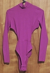 FOREVER 21 RIBBED LONG SLEEVES MOCK NECK WOMEN CUTOUT BACK BODYSUIT
