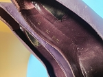 VINTAGE PURPLE LEATHER HEEL WOMEN PUMPS WITH BRONZE BUCKLE DETAIL 