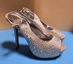 CANDIE'S CHAMPAGNE RHINESTONE STILETTO WOMEN PLATFORM HEELS