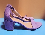 A NEW DAY PURPLE SUEDE ANKLE STRAP BLOCK HEEL WOMEN  SANDALS 