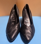 EVELYN BLACK LEATHER VINTAGE WOMEN SHOES 