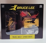 BRUCE LEE TRAVEL MUG AND 3 PACK SOCKS