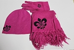 PINK DEREON FASHION VINTAGE SCARF, HAT, GLOVE SET