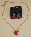 KENNETH JAY LANE SET - APPLES WITH FAUX DIAMOND ADORNMENT 