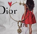 DIOR SURGICAL METAL FASHION NECKLACE WITH BALL PENDANT AND EARRINGS 