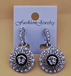VERSACE MODERN DANGLE SILVER TONE EARRINGS 