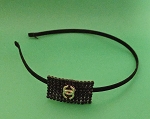 BLACK CRYSTAL BEAD HAIR BAND WOVEN EMBELLISHED LOGO CC.