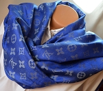 WOOL BLUE FASHION DESIGNER WOMEN SCARF MONOGRAM ***