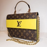 LU BROWN YELLOW BAG WITH CHAIN 