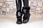 Black boots 3 leather with natural fur 
