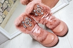 Shoes 2 leather with natural fur 
