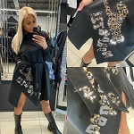 BLACK DESIGNER WOMEN DRESS WITH TIGER PAPARAZZI FASHION AUTHENTIC 7926 