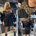 BLACK GOLD SPARKLY DESIGNER WOMEN DRESS PAPARAZZI FASHION AUTHENTIC 7915 