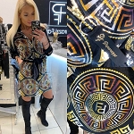 BLACK FASHION WOMEN DRESS WITH GREEK DESIGN AUTHENTIC PAPARAZZI FASHION 7992 