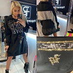 BLACK FASHION WOMEN DRESS WITH FRINGE PAPARAZZI FASHION 7917 