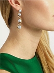 VINTAGE 2006 OSCAR DE LA RENTA FAUX PEARL WAVE DROP EARRINGS GOLD TONE RHINESTONE RUNWAY JEWELRY 