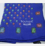 BOUTIQUE MOSCHINO SCARF JEWEL PRINT BLUE SILK LONG FOULARD ***