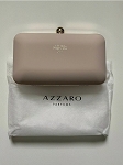 AZZARO WANTED GIRL PINK BLUSH GOLD SNAP IN HARD SHELL CLUTCH WITH DUST BAG 