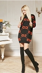 KNIGHT FASHION DESIGNER BLACK RED WOMEN DRESS #188