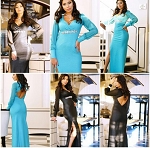 GORGEOUS BLUE OR BLACK FASHION DESIGNER WOMEN LONG DRESS  