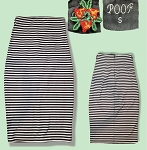 POOF STRIPED WOMEN MIDI PENCIL SKIRT 