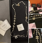 PEARLS AND CRYSTAL NECKLACE LOGO CHANEL AUTHENTIC 