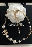 CHANEL CRYSTAL BAGUETTE PEARLS CC NECKLACE  IN GOLD