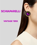 RARE VTG 1950s SCHIAPARELLI WATERMELON VITRAIL GLASS EARRINGS PAT 2583980 SIGNED 