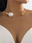 OPEN COLLAR BALL SHAPED STATEMENT MODERN NECKLACE 