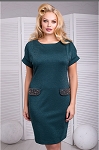 EMERALD GREEN FASHION WOMEN PLUS SIZE DRESS WITH RHINESTONES POCKETS DECOR 157