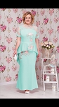 EVENING FASHION LONG BLUE WOMEN DRESS PLUS SIZE WITH FLOWERS # 106 