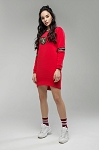 RED FASHION WOMEN DRESS WITH CAT DECOR # 1