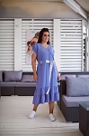 BLUE WOMEN DRESS WITH WHITE OFF FABRIC BELT # 171